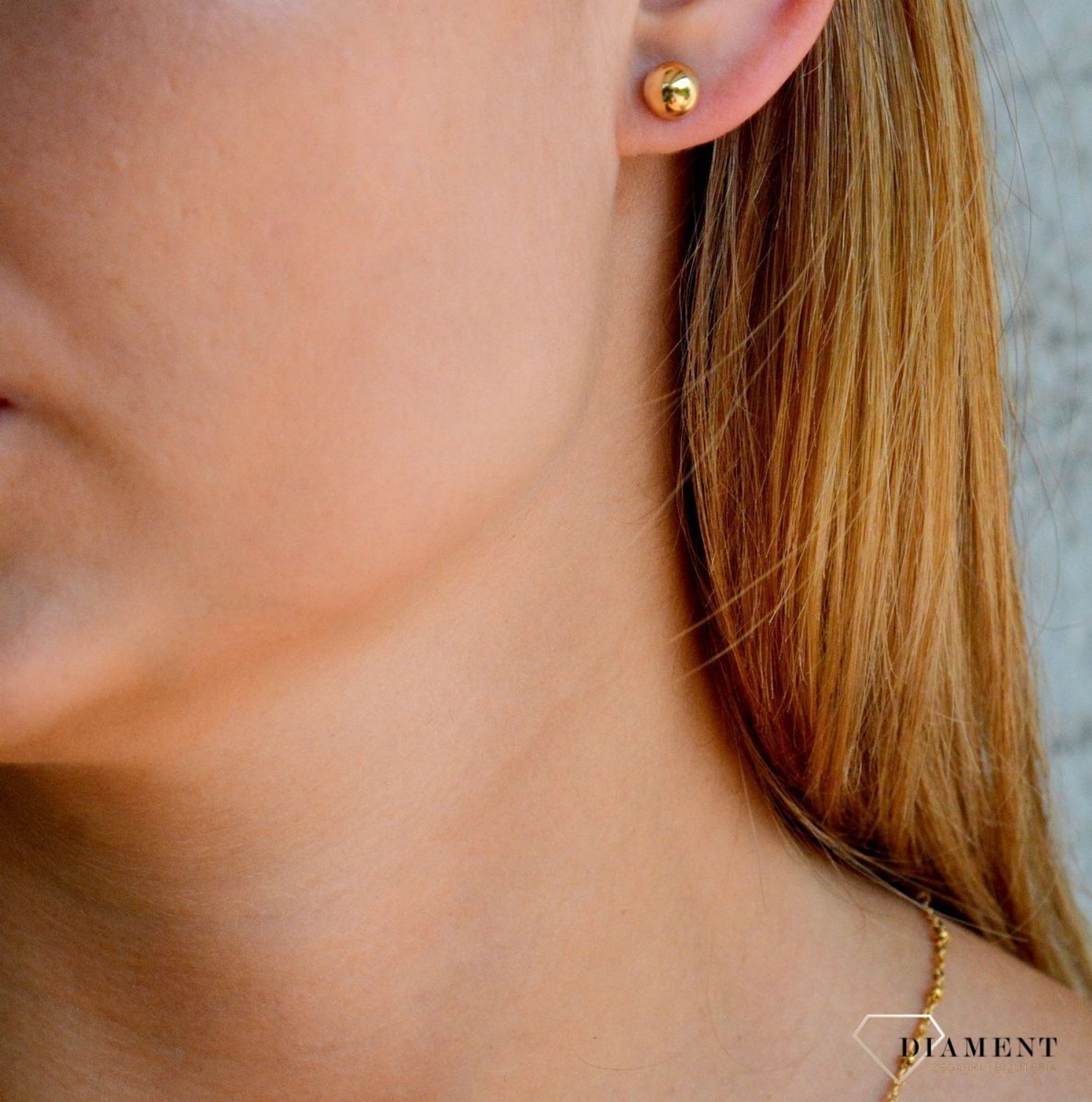 Złote kolczyki damskie 375 gładkie wkrętki półkule KL 11435B 375.jpg